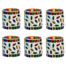 AFAST Multicolour Table Top Glass Tea Light Holder - Pack of 6