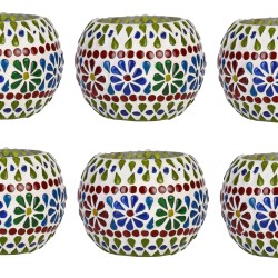 AFAST Multicolour Table Top Glass Tea Light Holder - Pack of 6