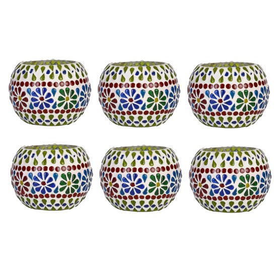 AFAST Multicolour Table Top Glass Tea Light Holder - Pack of 6 AFAST Multicolour Table Top Glass Tea Light Holder - Pack of 6