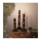 Anaya Afroz Brown Table Top Wood Tea Light Holder - Pack of 3