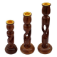 Anaya Afroz Brown Table Top Wood Tea Light Holder - Pack of 3