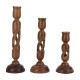 Anaya Afroz Brown Table Top Wood Tea Light Holder - Pack of 3