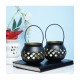 Arsalan Black Table Top and Hanging Iron Tea Light Holder - Pack of 2