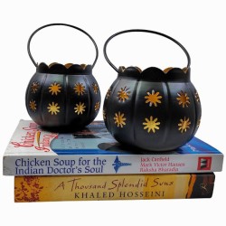 Arsalan Black Table Top and Hanging Iron Tea Light Holder - Pack of 2