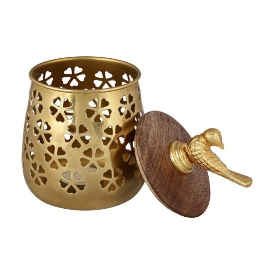 Arsalan Gold Table Top Iron Tea Light Holder - Pack of 1