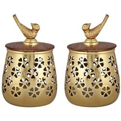 Arsalan Gold Table Top Iron Tea Light Holder - Pack of 2