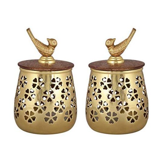 Arsalan Gold Table Top Iron Tea Light Holder - Pack of 2