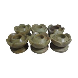 Avinash Handicrafts Stone Candle Stand Flower shape 4 cm (Set of 6)
