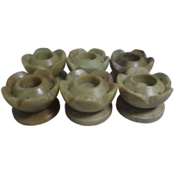 Avinash Handicrafts Stone Candle Stand Flower shape 4 cm (Set of 6)