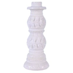 Avinash Handicrafts White Stone Carved Piller Shape Candle Stand