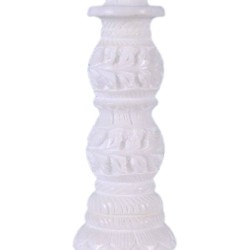 Avinash Handicrafts White Stone Carved Piller Shape Candle Stand