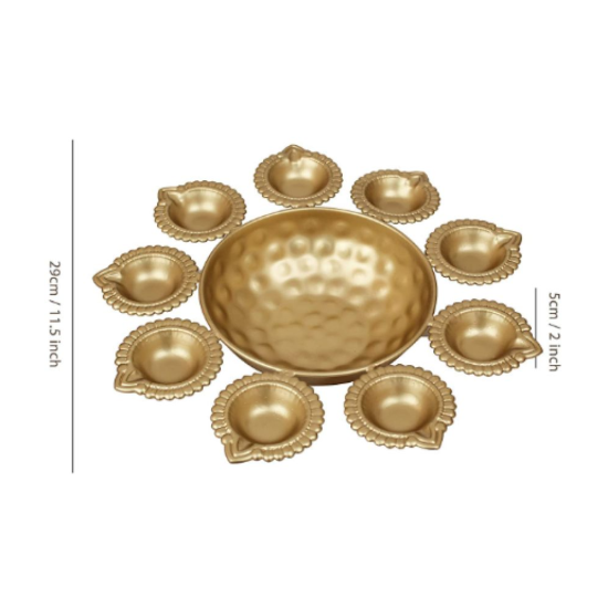 DOME DECO Gold Table Top Metal Tea Light Holder - Pack of 1