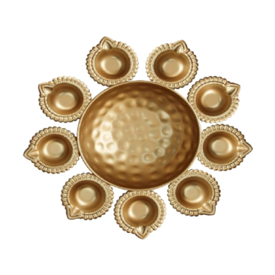 DOME DECO Gold Table Top Metal Tea Light Holder - Pack of 1