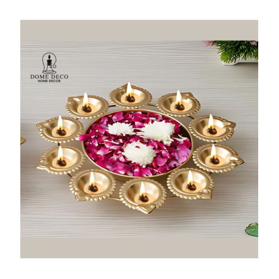 DOME DECO Gold Table Top Metal Tea Light Holder - Pack of 1