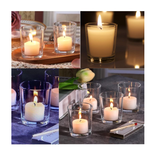 DOME DECO White Table Top Glass Taper Candle Holder - Pack of 6