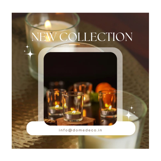 DOME DECO White Table Top Glass Taper Candle Holder - Pack of 6