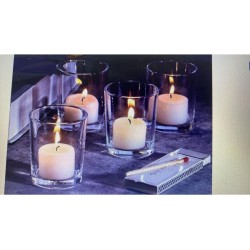 DOME DECO White Table Top Glass Taper Candle Holder - Pack of 6