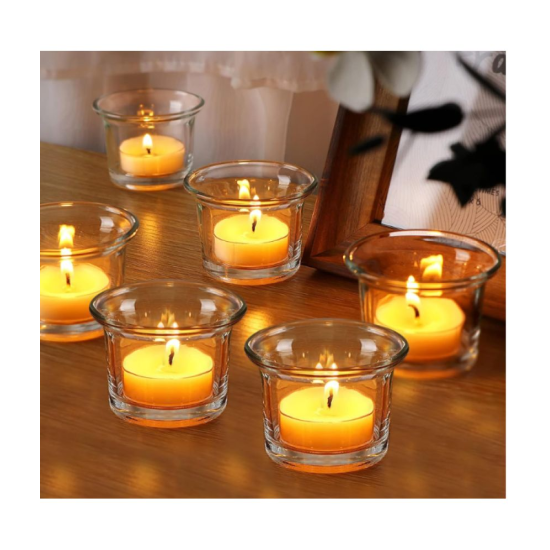 DOME DECO White Table Top and Hanging Glass Tea Light Holder - Pack of 6