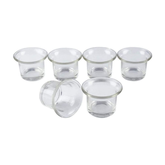 DOME DECO White Table Top and Hanging Glass Tea Light Holder - Pack of 6
