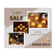 DOME DECO White Table Top and Hanging Glass Tea Light Holder - Pack of 6