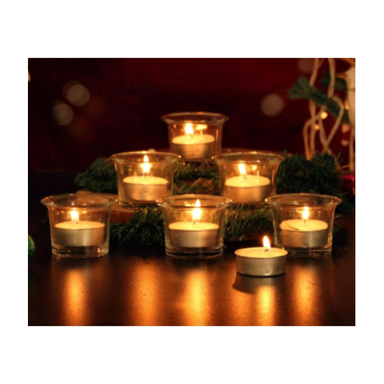 DOME DECO White Table Top and Hanging Glass Tea Light Holder - Pack of 6