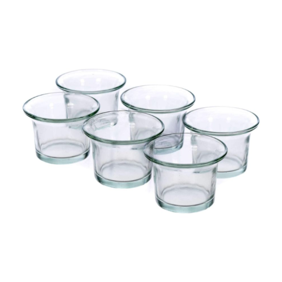 DOME DECO White Table Top and Hanging Glass Tea Light Holder - Pack of 6