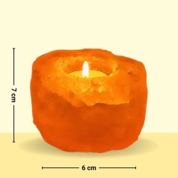 Evashu Orange Table Top Rock Salt Tea Light Holder - Pack of 1