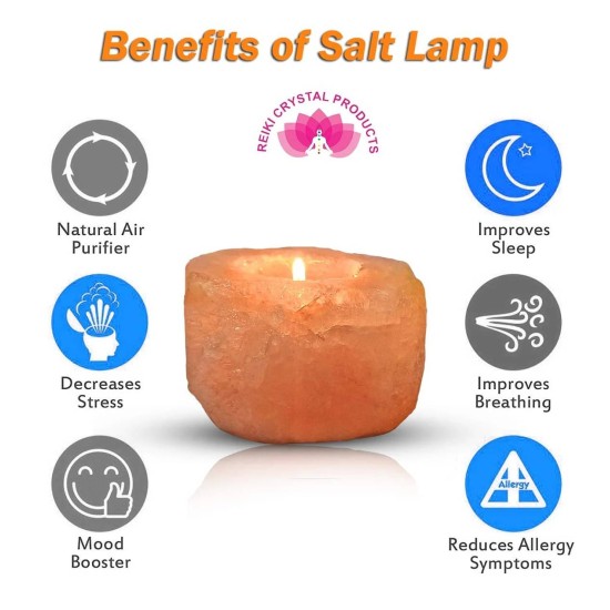 Evashu Orange Table Top Rock Salt Tea Light Holder - Pack of 1 Evashu Orange Table Top Rock Salt Tea Light Holder - Pack of 1