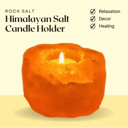 Evashu Orange Table Top Rock Salt Tea Light Holder - Pack of 1