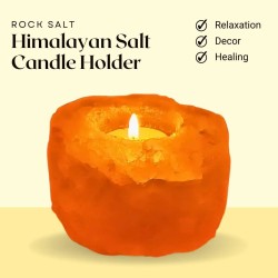Evashu Orange Table Top Rock Salt Tea Light Holder - Pack of 1