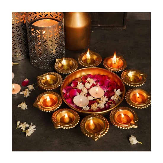 HOMETALES Gold Floor Metal Tea Light Holder - Pack of 1