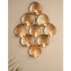 HOMETALES Gold Hanging Iron Tea Light Holder - Pack of 1