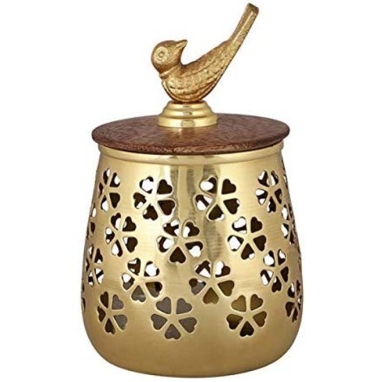 HOMETALES Gold Table Top Iron Tea Light Holder - Pack of 1