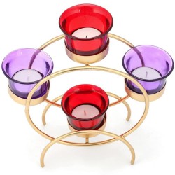 HOMETALES Gold Table Top Metal Tea Light Holder - Pack of 1