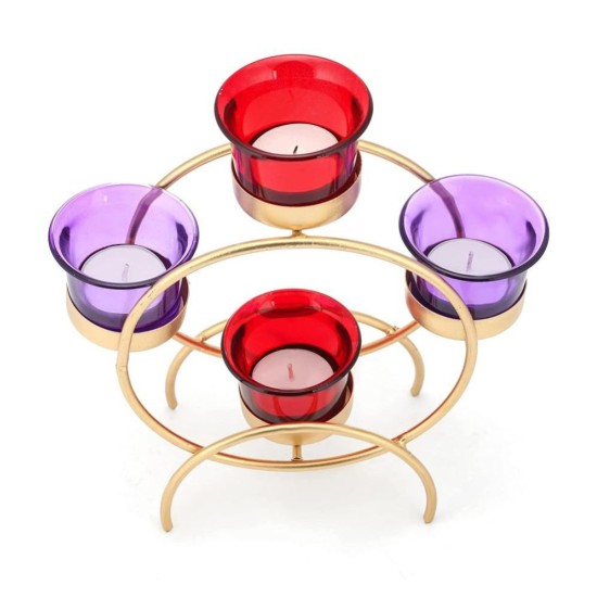 HOMETALES Gold Table Top Metal Tea Light Holder - Pack of 1