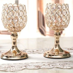 HOMETALES Gold Table Top Metal Tea Light Holder - Pack of 1