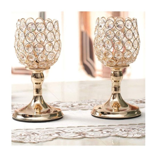 HOMETALES Gold Table Top Metal Tea Light Holder - Pack of 1