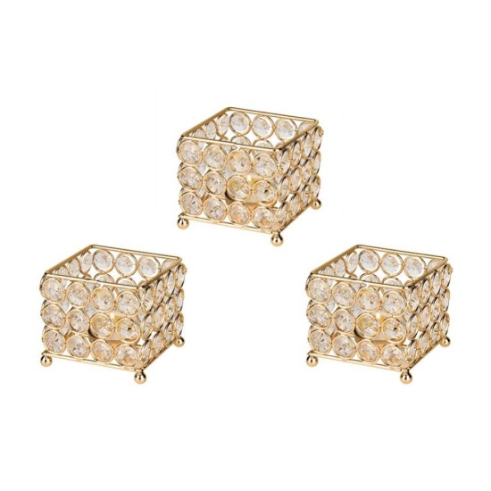 HOMETALES Gold Table Top Metal Tea Light Holder - Pack of 1