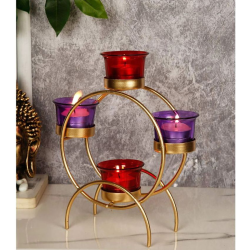 HOMETALES Gold Table Top Metal Tea Light Holder - Pack of 1