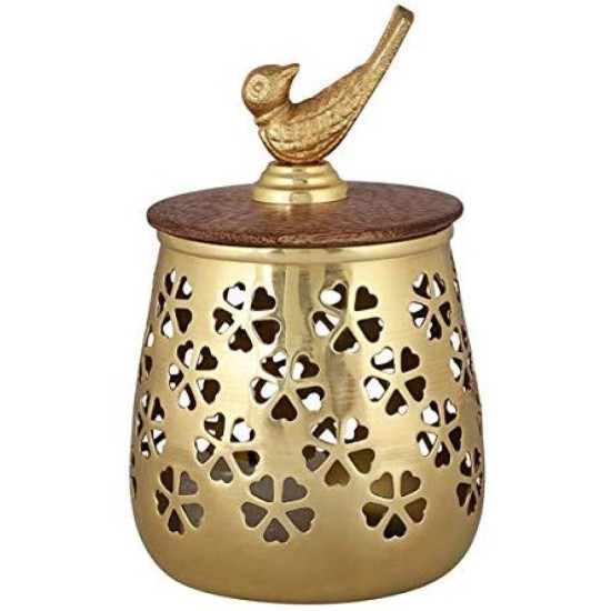 HOMETALES Table Top Iron Tea Light Holder with Lid