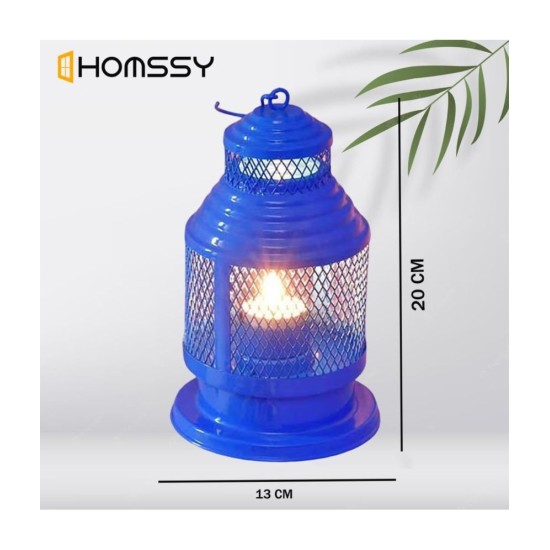 HOMSSY Blue Hanging Metal Tea Light Holder - Pack of 1