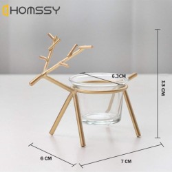 HOMSSY Gold Table Top Metal Tea Light Holder - Pack of 2