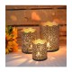 HOMSSY Gold Table Top Metal Tea Light Holder - Pack of 6