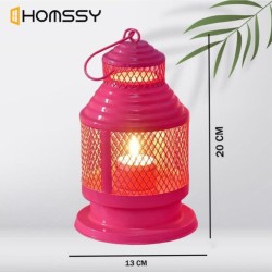 HOMSSY Pink Hanging Metal Tea Light Holder - Pack of 2