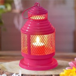 HOMSSY Red Hanging Metal Tea Light Holder - Pack of 1