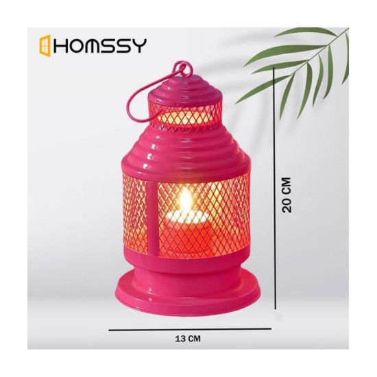 HOMSSY Red Hanging Metal Tea Light Holder - Pack of 1