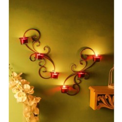 Home Sparkle Gold Hanging Iron Tea Light Holder - Pack of 1