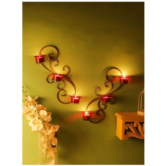 Home Sparkle Gold Hanging Iron Tea Light Holder - Pack of 1