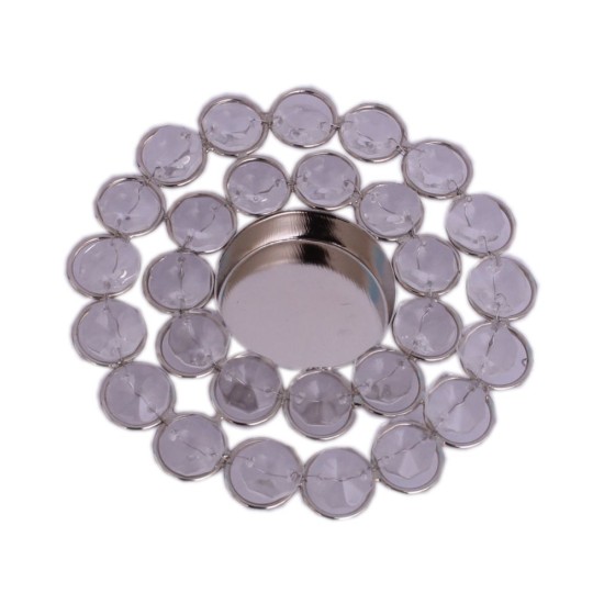 Home Sparkle Silver Table Top and Hanging Crystal Tea Light Holder - Pack of 1