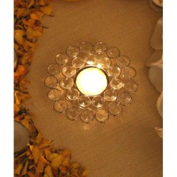 Home Sparkle Silver Table Top and Hanging Crystal Tea Light Holder - Pack of 1